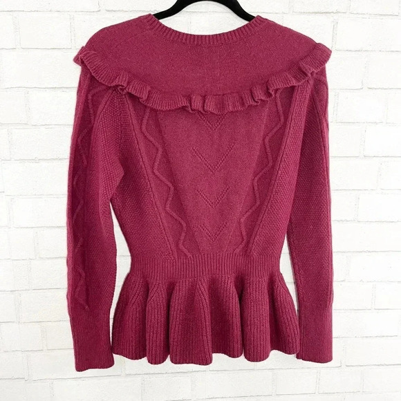 Ted Baker London Wine Peplum Ruffle Pullover Sweater Ted Baker Size 2 or US 6 - Picture 4 of 8